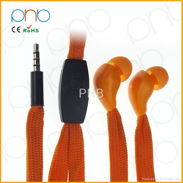 New arrival cute flat cable shoelace earphone 2