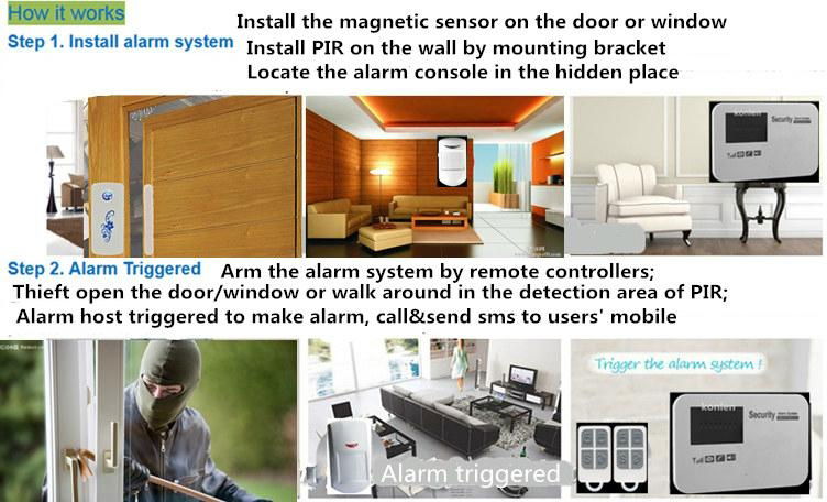 Android Burglar SIM Card Gsm Alarm System Wireless Wired For Home House Security 4