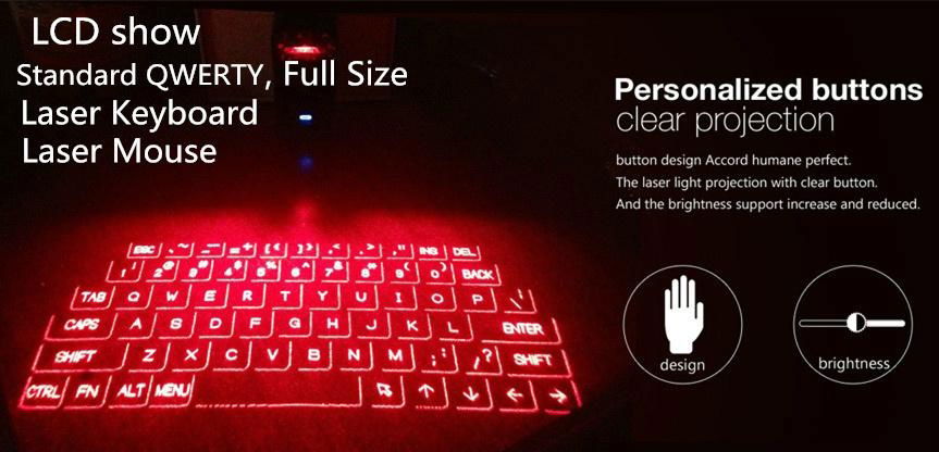 Touch Portable Bluetooth Virtual Laser Projection Keyboard With Lcd  3