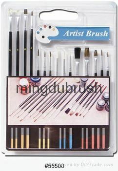 Nickel-Plated Brass Artist paint Brush Set with Colored Wooden Handle (#55500)
