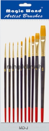 Synthetic Artist Brush Set with Black Wooden Handle (MD-J) 1