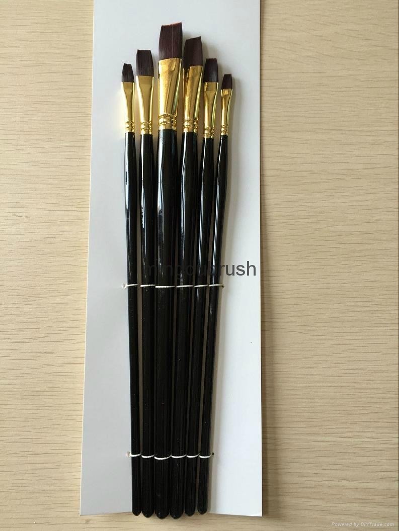 Gold Imitation Copper Filbert Synthetic Brush with Wooden Handle (F110)