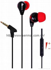 3.5mm plug dynamic stereo line controlled earpiece with microphone