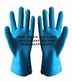 Wrinkled rubber flock lined glove