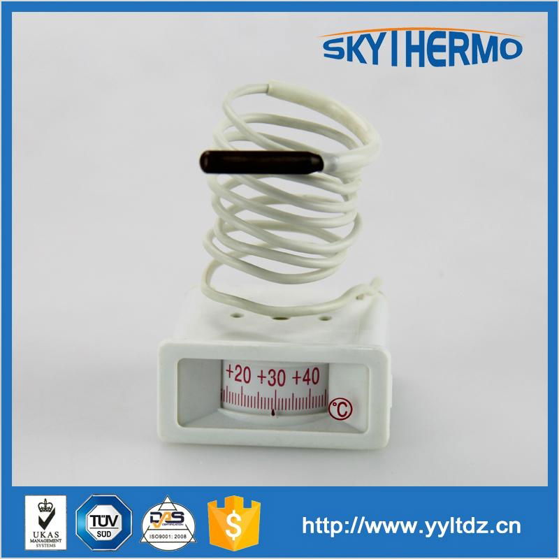 rectangle white plastic case HVAC spiral tube boiler capillary thermometer