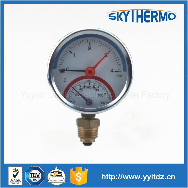 high quality 80mm black steel dial type pressure temperature gague 3