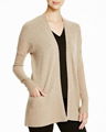 long sleeve cashmere cardigan Rib Trim