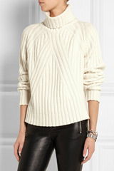 Ribbed 100% turtleneck cashmere sweater  