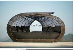 PE rattan outdoor round sun bed day bed