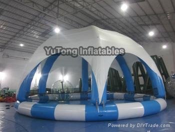 Inflatable pool with tent 2