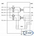 2x2 dual RJ45 female Connector with 10/100base-t transform 10p8c 2