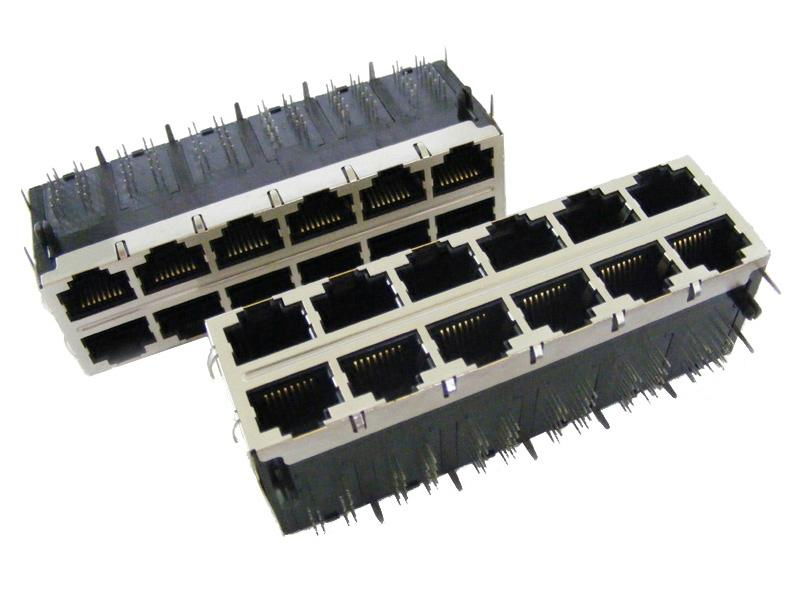 2x6 multi-port rj45 connector with Integrated Magnetics with 90 degree