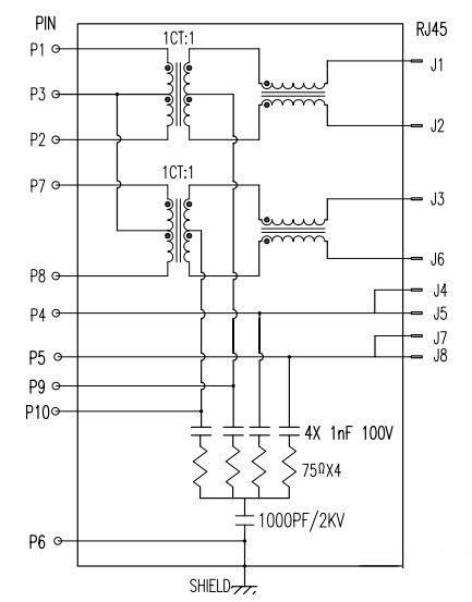 x1 PoE Magnetic RJ45 Connector for 100 base-t ethernet 3