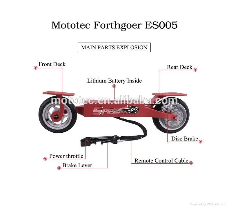 2015 Mototec Patent Design two wheel gravity control e-scooter 500w  3