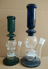 12inch hand blown blue honeycomb glass bong 