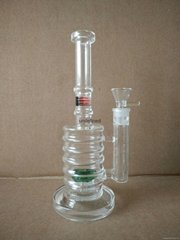 12 inch 3 inline toter perc glass bong with flower in the tube