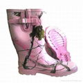 Pink rubber boots with adjustable gusset 1