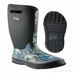 Girls neoprene rain boots with fashion design 