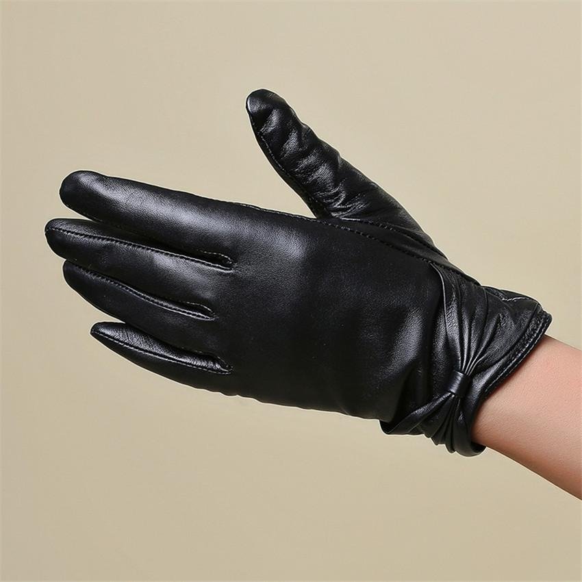  Ms fashion bowknot design high-grade sheepskin leather gloves 