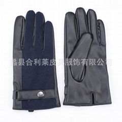 Men's PU woolen  gloves 