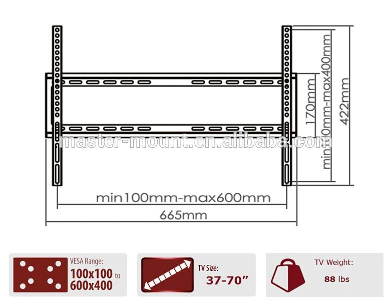 Ultra slim fixed LCD TV wall mount bracket for Plasma flat screen from 37 ~70 in 3