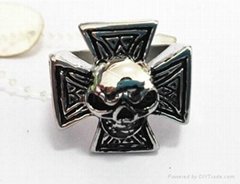 Hot sale stainless steel men's jewelry skull casting ring biker man's ring 
