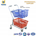 Japan style steel shopping trolley cart with shopping basket 