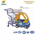 Kid shopping cart with toy car 