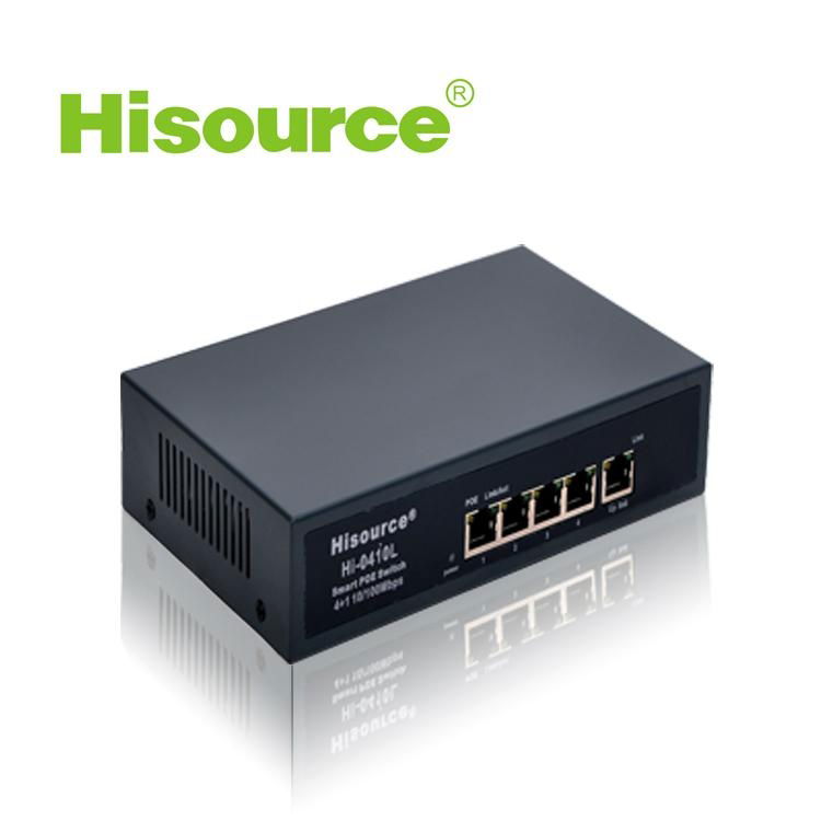 Wholesale Hisource 10/100Mpbs free shipping 4+1 5 port Internal power supply 78W 4
