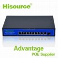 8 Port CCTV Hisource 8 poe switch 1 Fiber port Ethernet Tansmission for IP Camer