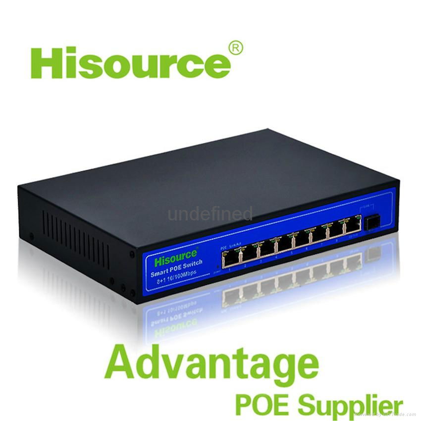 8 Port CCTV Hisource 8 poe switch 1 Fiber port Ethernet Tansmission for IP Camer 3
