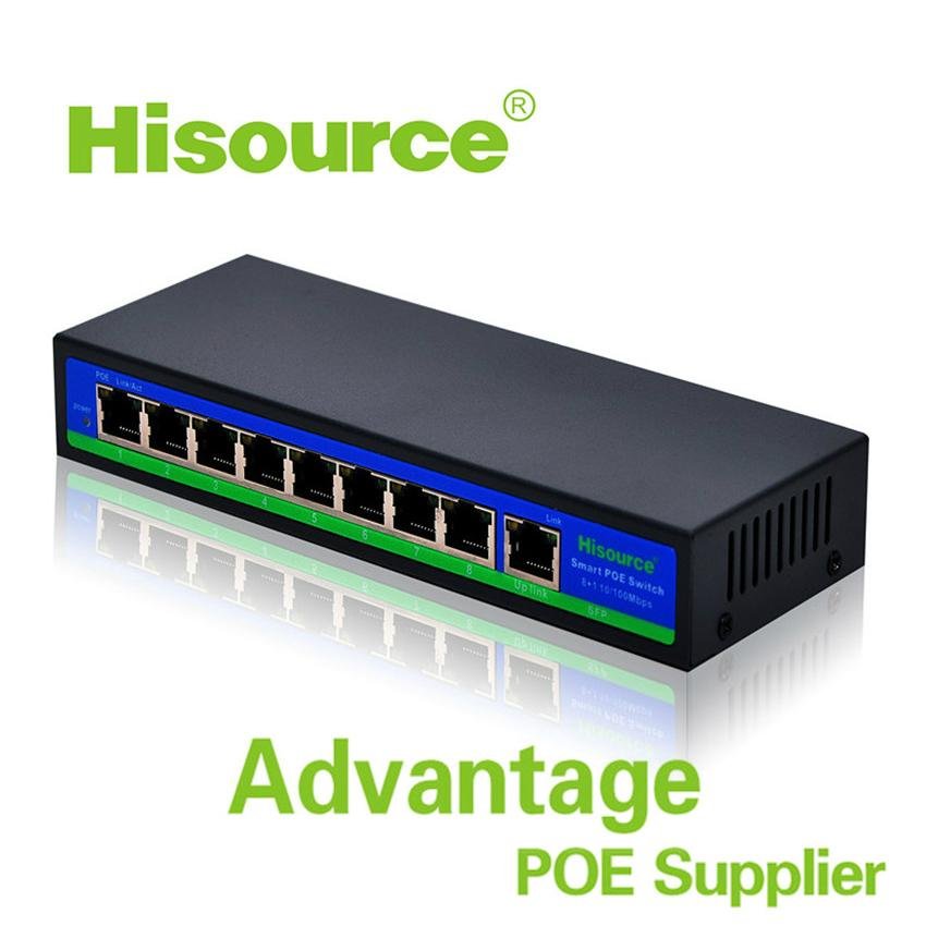 Hisource 10/100Mbps 8 port POE Switch 120W CCTV POE Switch Hub 2