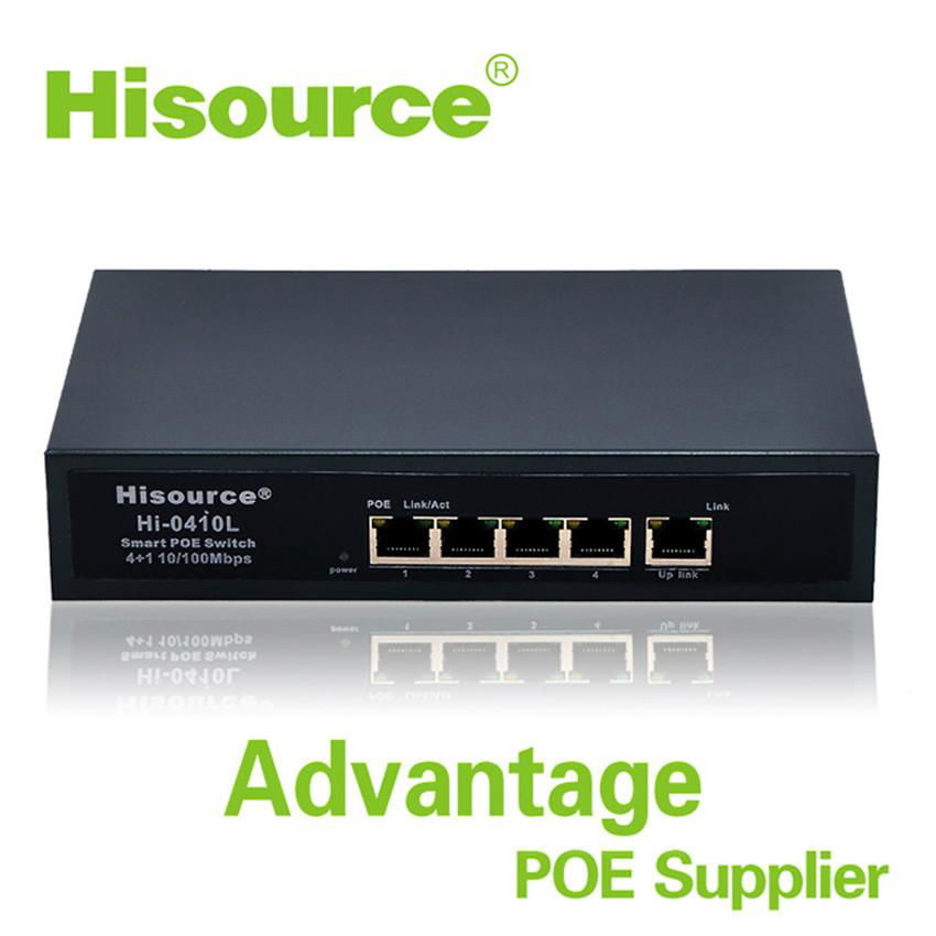 Wholesale Hisource 10/100Mpbs free shipping 4+1 5 port Internal power supply 78W