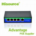 Ethernet 4 port 100Mbps passive desktop poe switches with 24V 3Apower supply