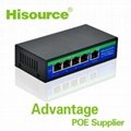 Ethernet 4 port 100Mbps passive desktop poe switches with 24V 3Apower supply 4