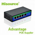 Ethernet 4 port 100Mbps passive desktop poe switches with 24V 3Apower supply