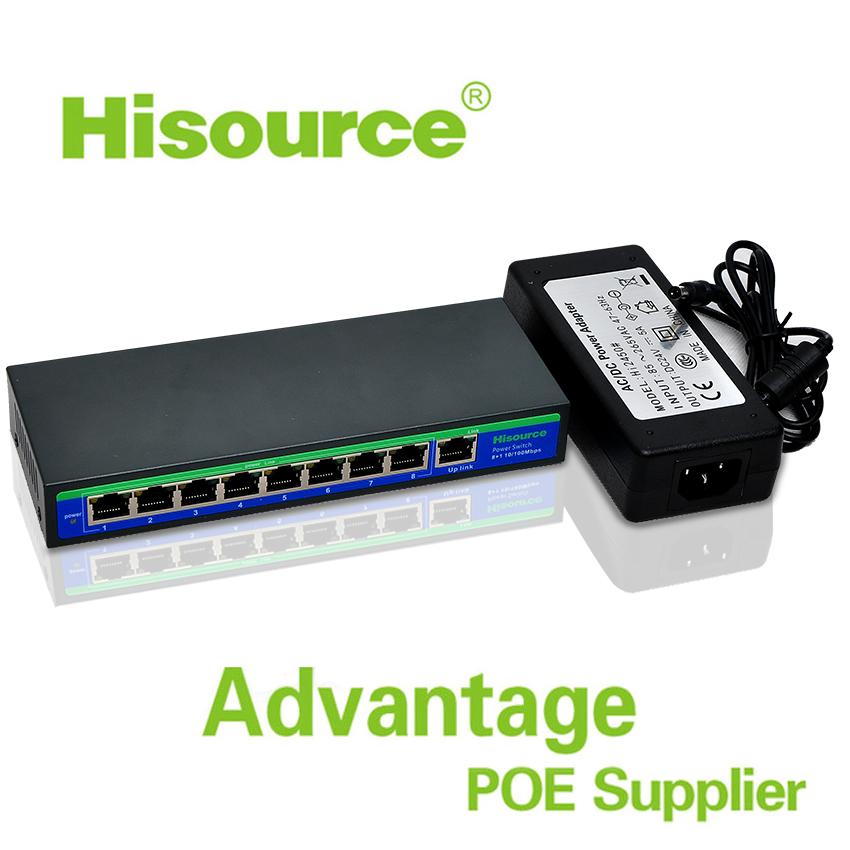 Hisource CCTV IP Camera 8 port 24V passive desktop PSE poe switch