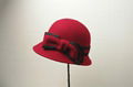 Red Women Winter Wool Bucket Hat  1