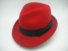 Man Red Wool Felt Hat 