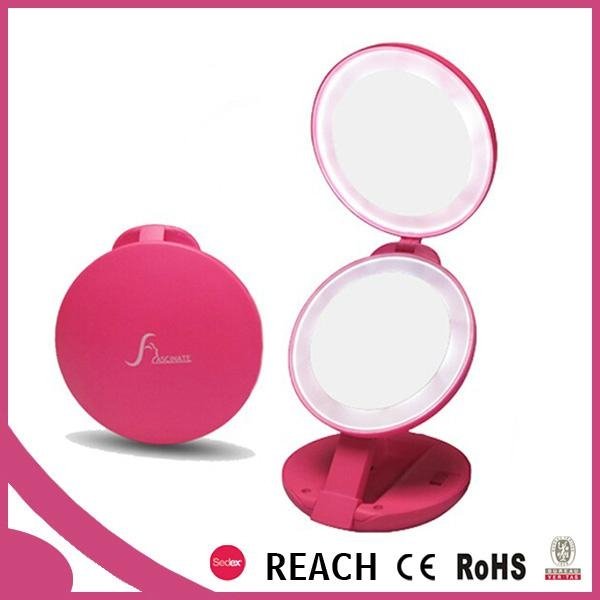 high quality tabletop double side 10x magnifying cosmetic mirror with led lights