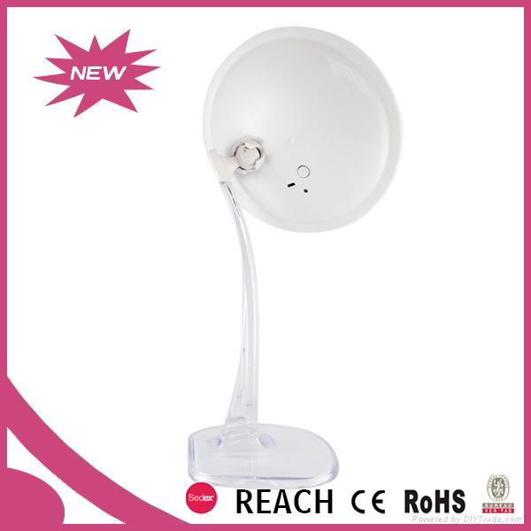 Large magnifying led lighted rechargeable tabletop cosmetic mirror 3