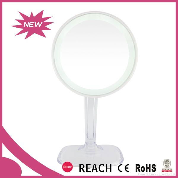 Large magnifying led lighted rechargeable tabletop cosmetic mirror 5