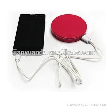 3000mAh round shape power bank with cosmetic mirror 3