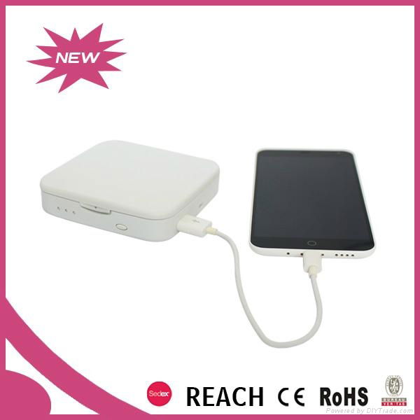 3000mAh round shape power bank with cosmetic mirror 3