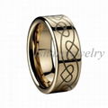 China Wholesale and Retail Fashion Jewelry Gold Plated and Lasered Tungsten Ring