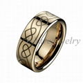 China Wholesale and Retail Fashion Jewelry Gold Plated and Lasered Tungsten Ring 2