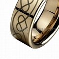 China Wholesale and Retail Fashion Jewelry Gold Plated and Lasered Tungsten Ring 4