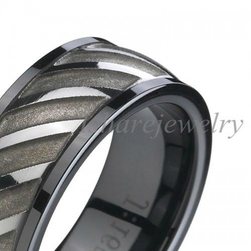 China Wholesale and Retail Fashion Jewelry Engraved Ceramic and Tungsten Ring 3