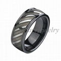 China Wholesale and Retail Fashion Jewelry Engraved Ceramic and Tungsten Ring 1