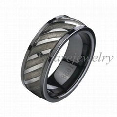 China Wholesale and Retail Fashion Jewelry Engraved Ceramic and Tungsten Ring